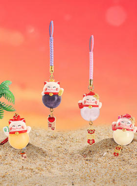 新款网红热卖挂饰喵见来財水晶挂件创意潮玩盲盒可爱车载中控装饰