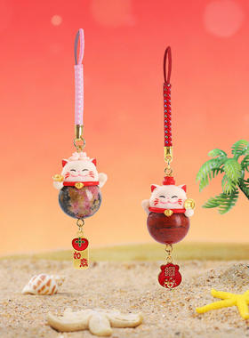 创意卡通装饰喵见来财水晶挂件盲盒包包挂饰送朋友生日礼物热卖