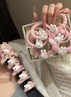 可爱粉色系蝴蝶结发圈