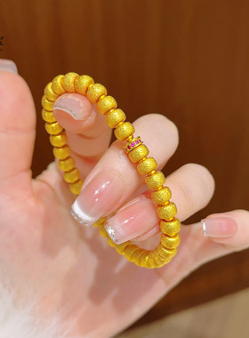 新中式古法沙金玫红手链手串