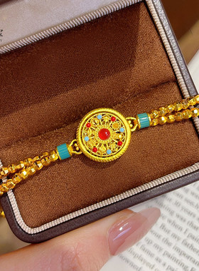 金店同款沙金烧蓝吉祥八宝罗盘