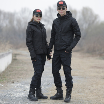 Autumn Winter New Black Camouflate Suit for men and women Tactical wind clothing Outdoor Tourism Plus Thickened Warm Mountaineering Suit