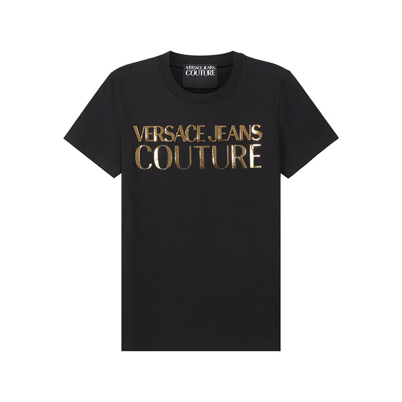 VERSACE JEANS 女士棉质修身版短袖女装T恤 72HAHG01 CJ02G - 图0