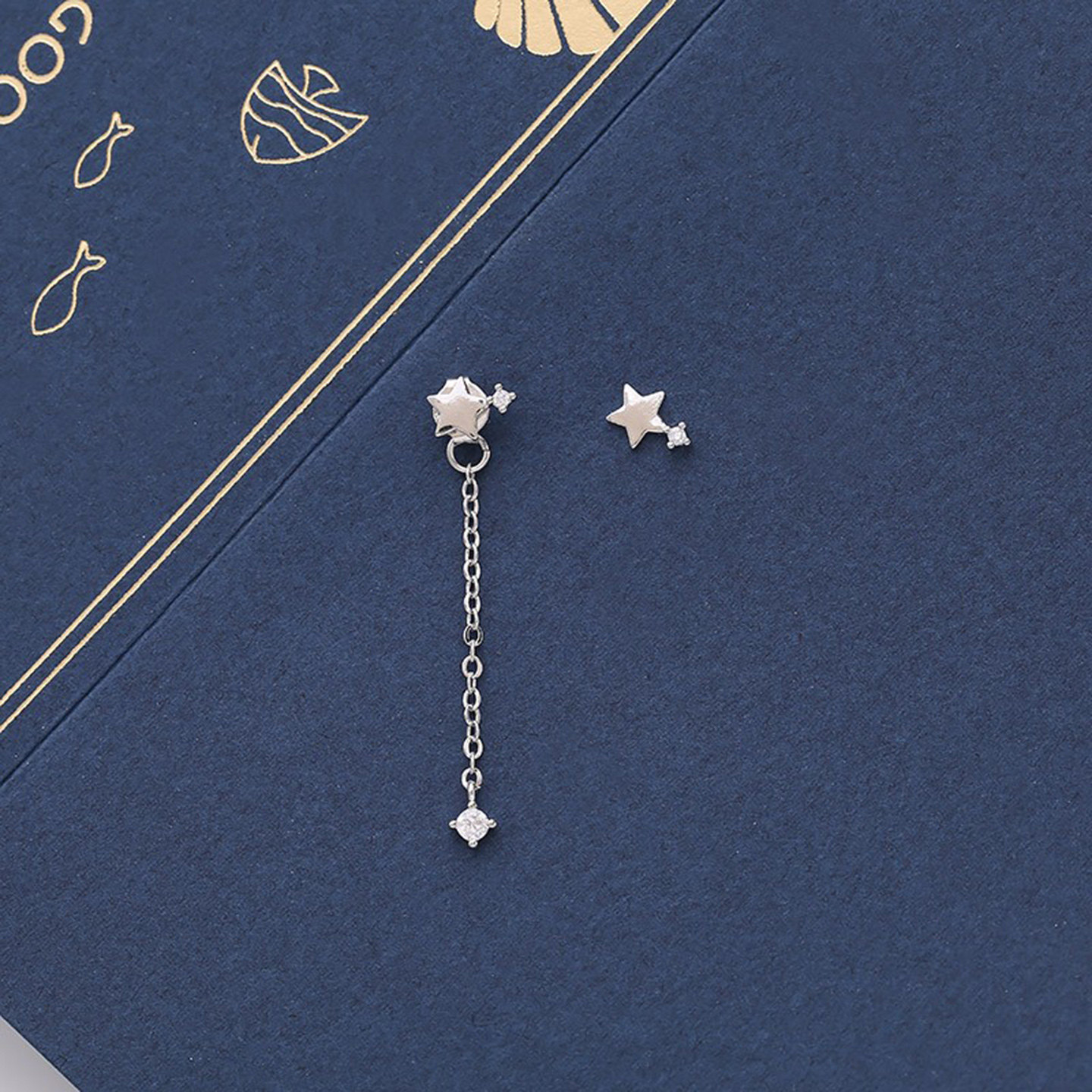 925银针星星耳钉女不对称五角星钻流苏耳环气质简约甜美小巧耳坠,淘宝优惠券,粉丝福利购,淘宝优惠卷