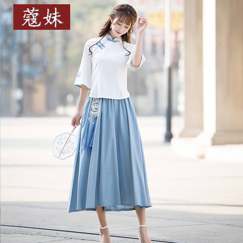 夏装中国风绣花茶服唐装民国汉服 蔻妹民族服装/舞台装