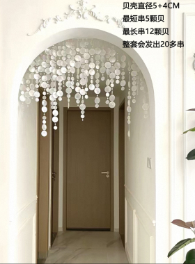 梦幻法式金色天然贝壳门帘珠帘装饰品家居客厅氛围感创意隔断挂饰