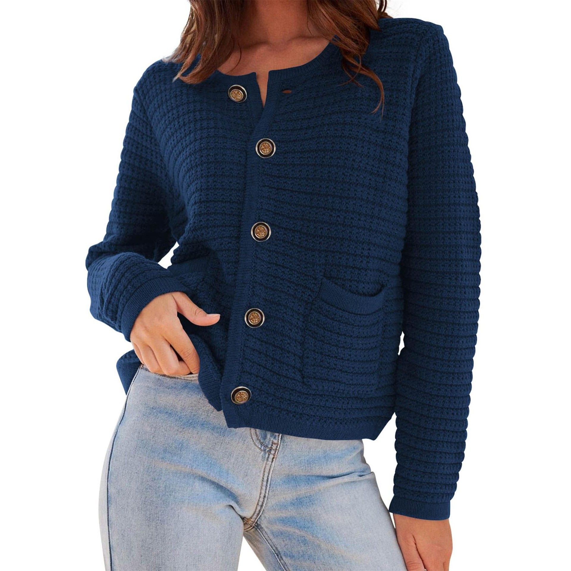 跨境欧美高级时尚秋冬新款小香风针织开衫气质毛衣百搭短款外套女 - 图2