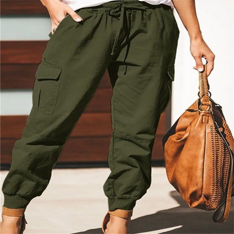 欧美独立站女装纯色休闲时尚口袋工装长裤,淘宝优惠券,粉丝福利购,淘宝优惠卷