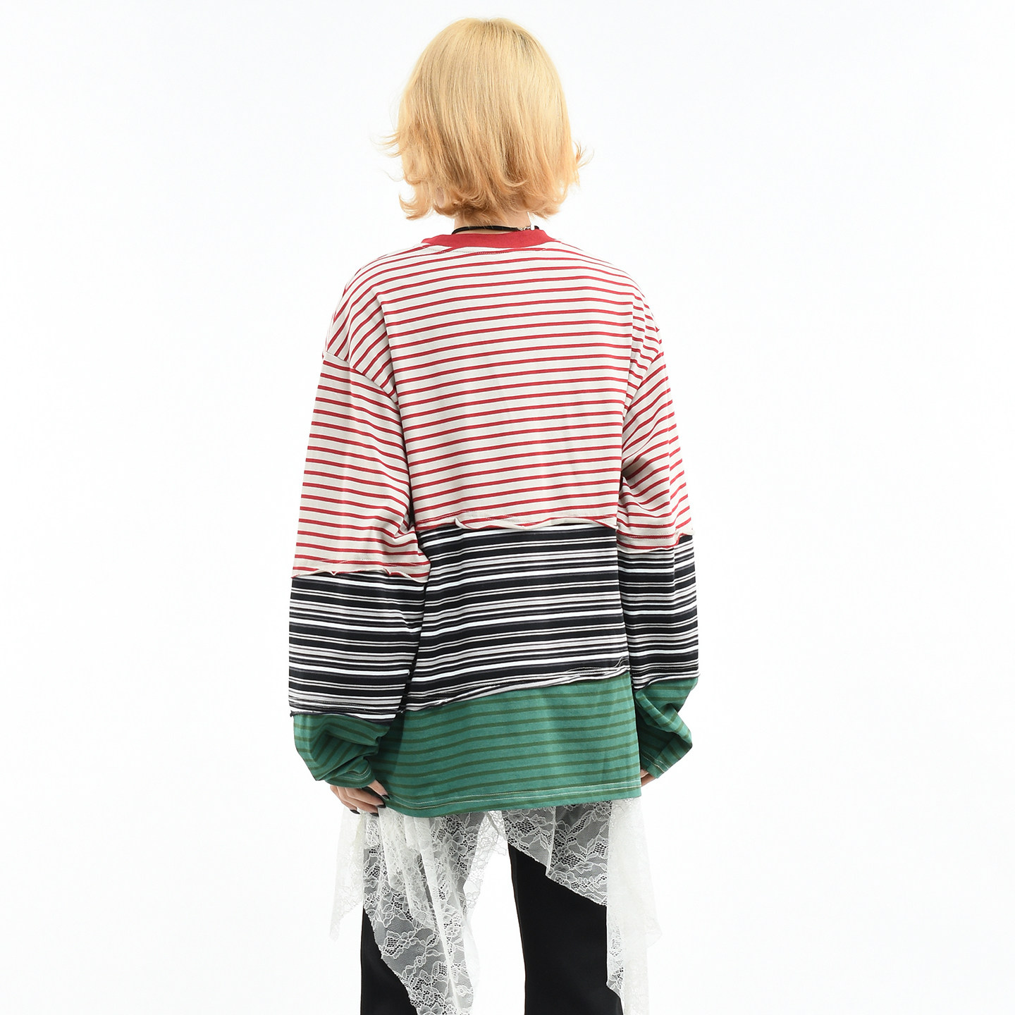 OV原创/美式复古撞色条纹长袖T恤女春季剪裁设计感宽松叠穿上衣男,淘宝优惠券,粉丝福利购,淘宝优惠卷