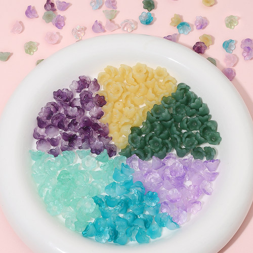12x7mm彩色渐变玻璃仿玉铃兰花diy手工自制耳环项链手链饰品配件 - 图0