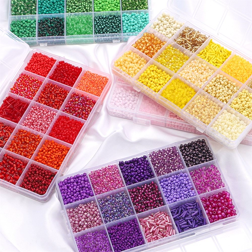 Стеклянный набор материалов ручной работы, браслет из бисера, ожерелье, аксессуар с аксессуарами, бусины, 15 ячеек, «сделай сам»