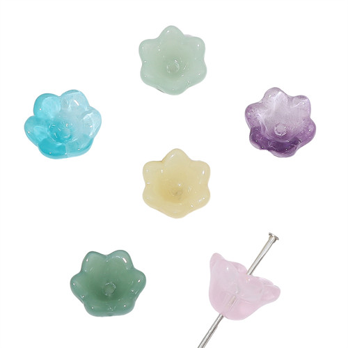 12x7mm彩色渐变玻璃仿玉铃兰花diy手工自制耳环项链手链饰品配件 - 图3