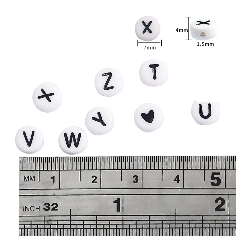 4*7mm亚克力英文字母扁珠 diy儿童早教工具串珠饰品配件自制手链