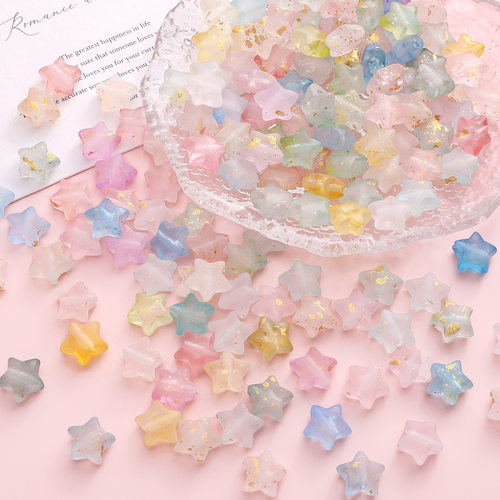 磨砂点金小星星亚克力五角星串珠diy手工配件串珠手链饰品材料 - 图0