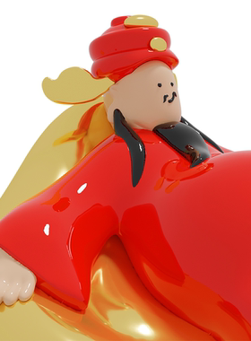 尽芷悲伤招财创意摆件