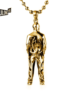 黄玉龙镀金个性嘻哈吊坠项链