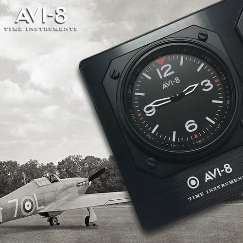 AVI-8英国品牌多功能GMT两地时间座钟摆设装饰品简约现代新品黑色 - 图1