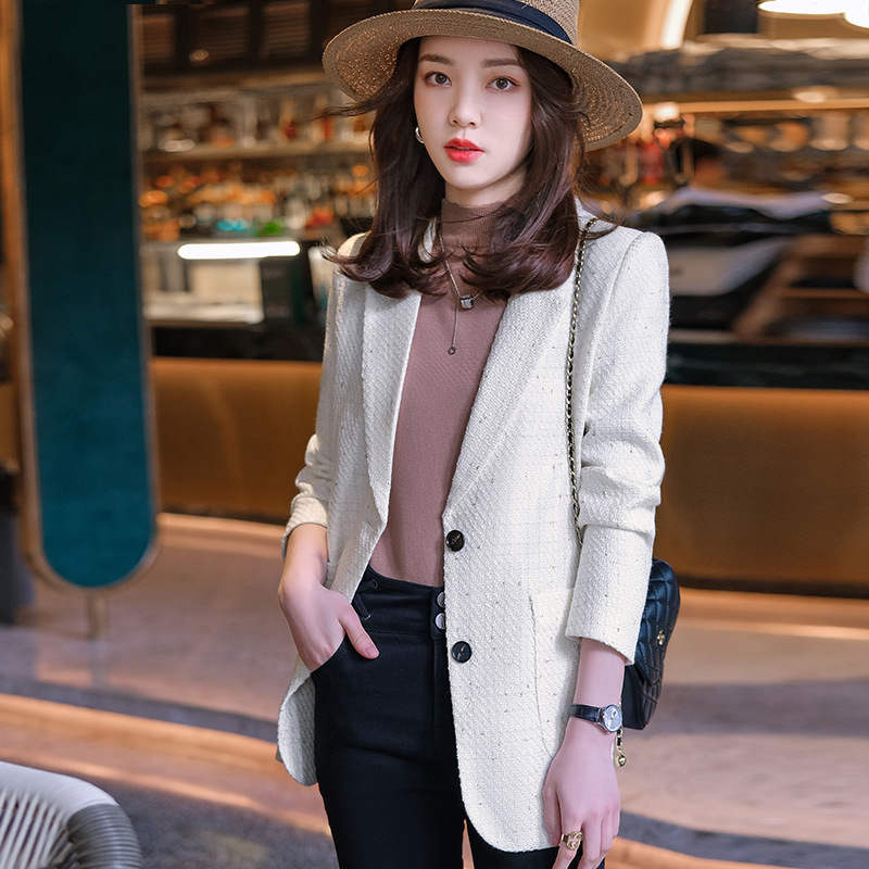 2025秋新款西装外套女韩版宽松时尚气质小西服上衣撞色宁波西装 - 图1