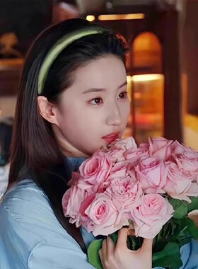 刘亦菲同款高颅顶缎面绿色发箍
