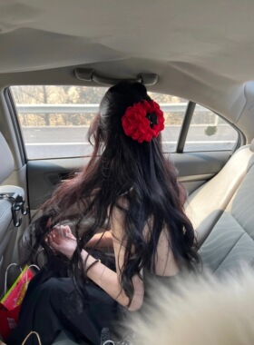 丹麦caro同款玫瑰花朵布艺抓夹
