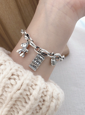 小众纯银马上有钱ins潮风手链