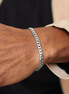 帕姆卡莱S925银男士古巴手链