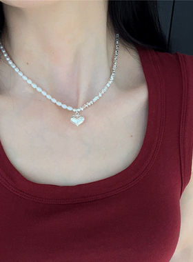 帕姆卡莱纯银项链女碎银子爱心