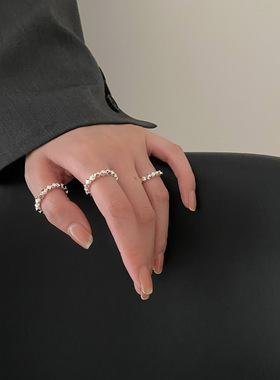 s925纯银戒指女碎银子小设计食指