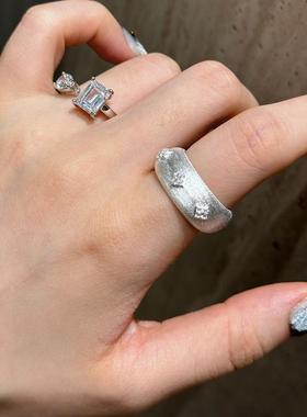 925纯银戒指女拉丝雕花指环香风