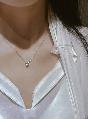 s925纯银莫桑钻项链女