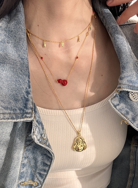 s925纯银小众设计感项链弥勒佛