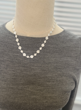 轻奢s925纯银项链女熔岩圆片