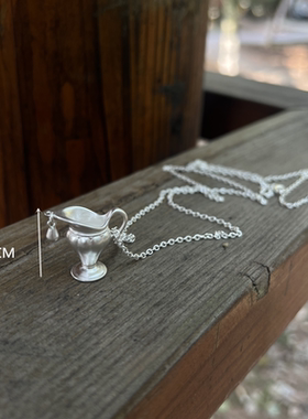 通体纯银酒壶花瓶水滴吊坠项链男女长款设计时尚精致个性高级感潮