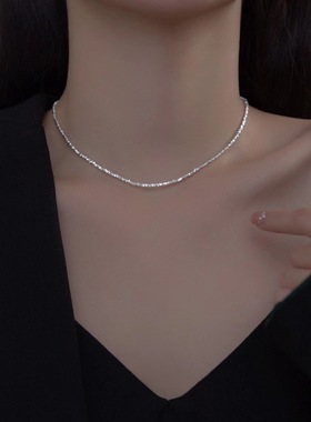 银纯银几何碎银子超闪项链女