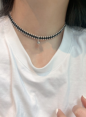 925纯银手工编织女短款项链颈链