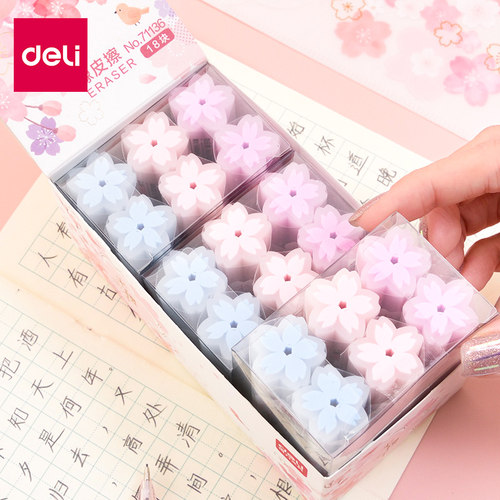 满25包邮 得力71136樱花橡皮擦得干净学生用创意卡通可爱橡皮奖品 - 图2