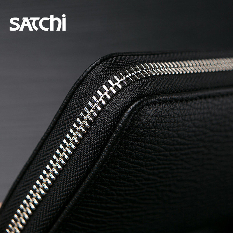 沙驰长款拉链真皮男包商务钱包 沙驰驰翔男士包袋