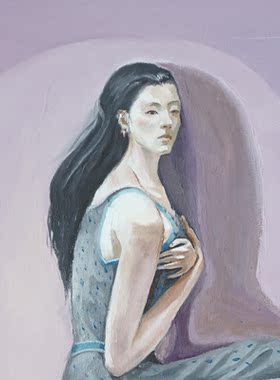 管静静 人物美体艺术画紫色客厅挂画沙发背景墙装饰画抽象壁画