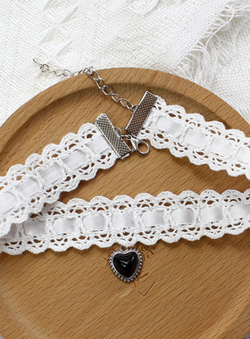 黑白蕾丝心形星星choker颈饰颈环项链花边Lolita复古甜美简单少女
