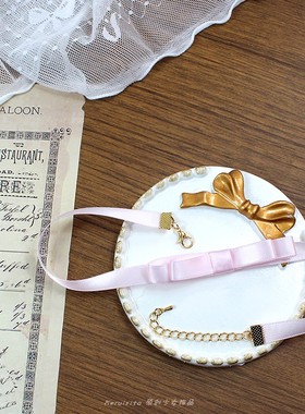 粉色缎带锁骨链项链choker少女甜妹蝴蝶结爱心夏配饰甜美龙心女仆