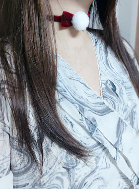 锁骨链丝绒蝴蝶结项圈项链