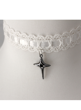 四芒星蕾丝锁骨链项链choker颈饰韩版Lolita性感巴洛克十字架颈环
