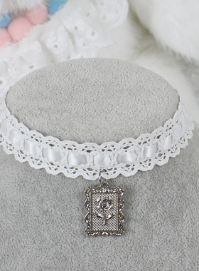 巴洛克中古玫瑰花项圈粉白蓝黑蕾丝锁骨链项链choker甜美少女配饰