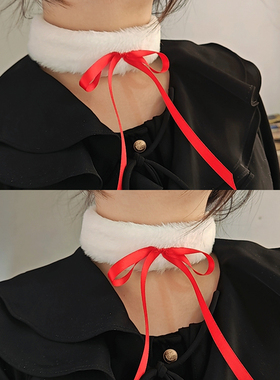 红色蝴蝶结圣诞节毛绒脖圈