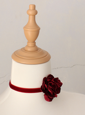 颈间玫瑰~紫红色玫瑰花项链锁骨链颈饰颈环choker韩版圣诞节脖子