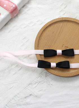 黑粉蝴蝶结颈饰双层叠戴锁骨链项链choker简约百搭少女可爱