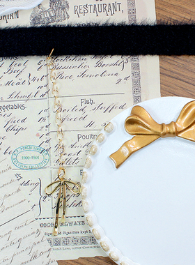 黑色毛线锁骨链项链choker秋冬配饰少女性感纯欲蝴蝶结吊坠百搭