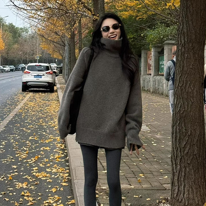 日系复古黑色高领毛衣外穿女秋冬慵懒高级感内搭打底加厚针织上衣,淘宝优惠券,粉丝福利购,淘宝优惠卷