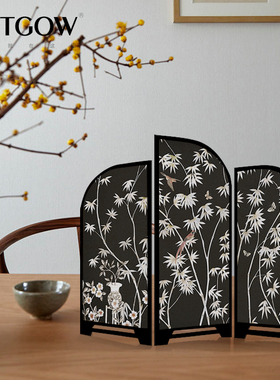 《花鸟图》桌面屏风摆件新中式中古风餐边柜摆画卧室餐厅装饰画