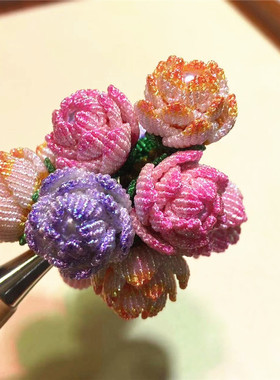 手工编织花球 DIY吊坠配件手绳项链包挂配饰玫瑰花成品批发工厂